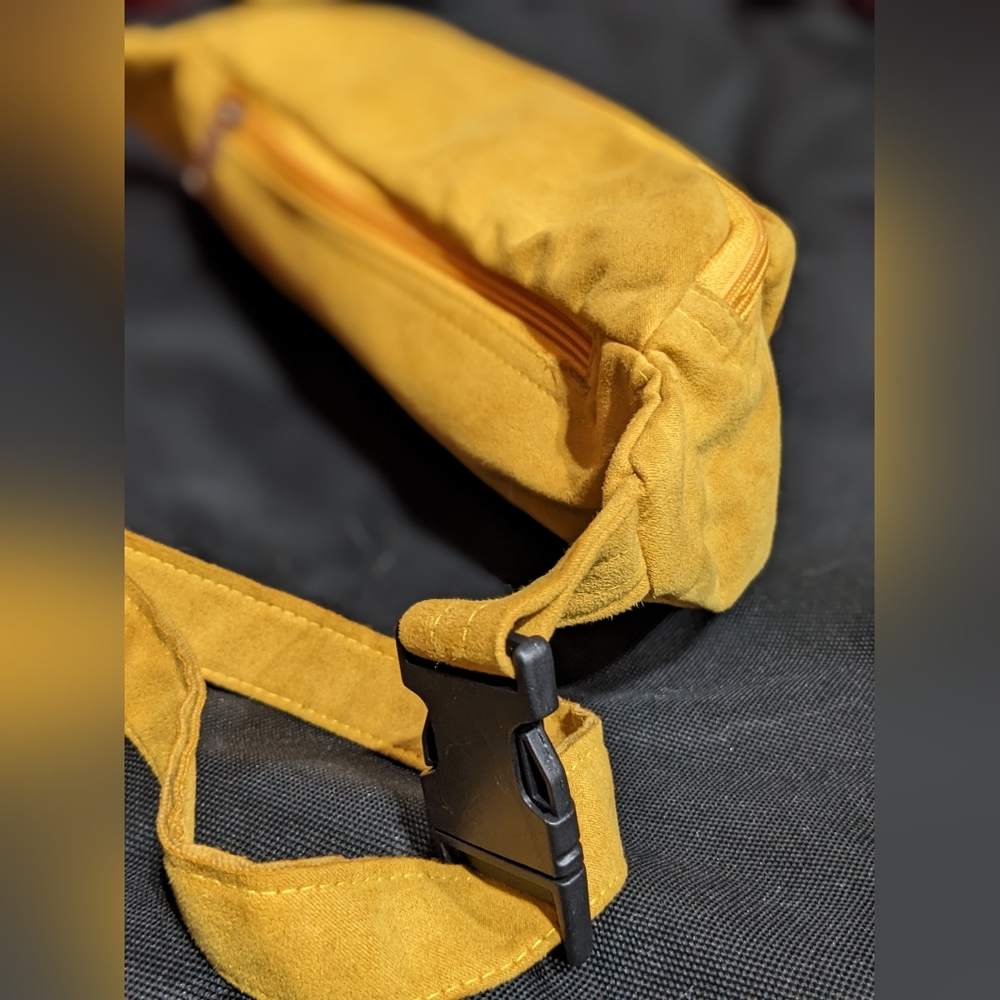 Retro Fanny Pack| Banana Bag | Native Style Embroidery | Yellow Suede - Picture 7 of 8